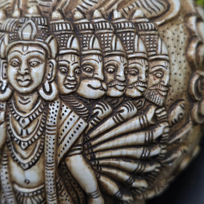 Vamavrati / Blowing Shankh With Beautiful Crafted Lord Krishna Dashavtaar Rare Size
