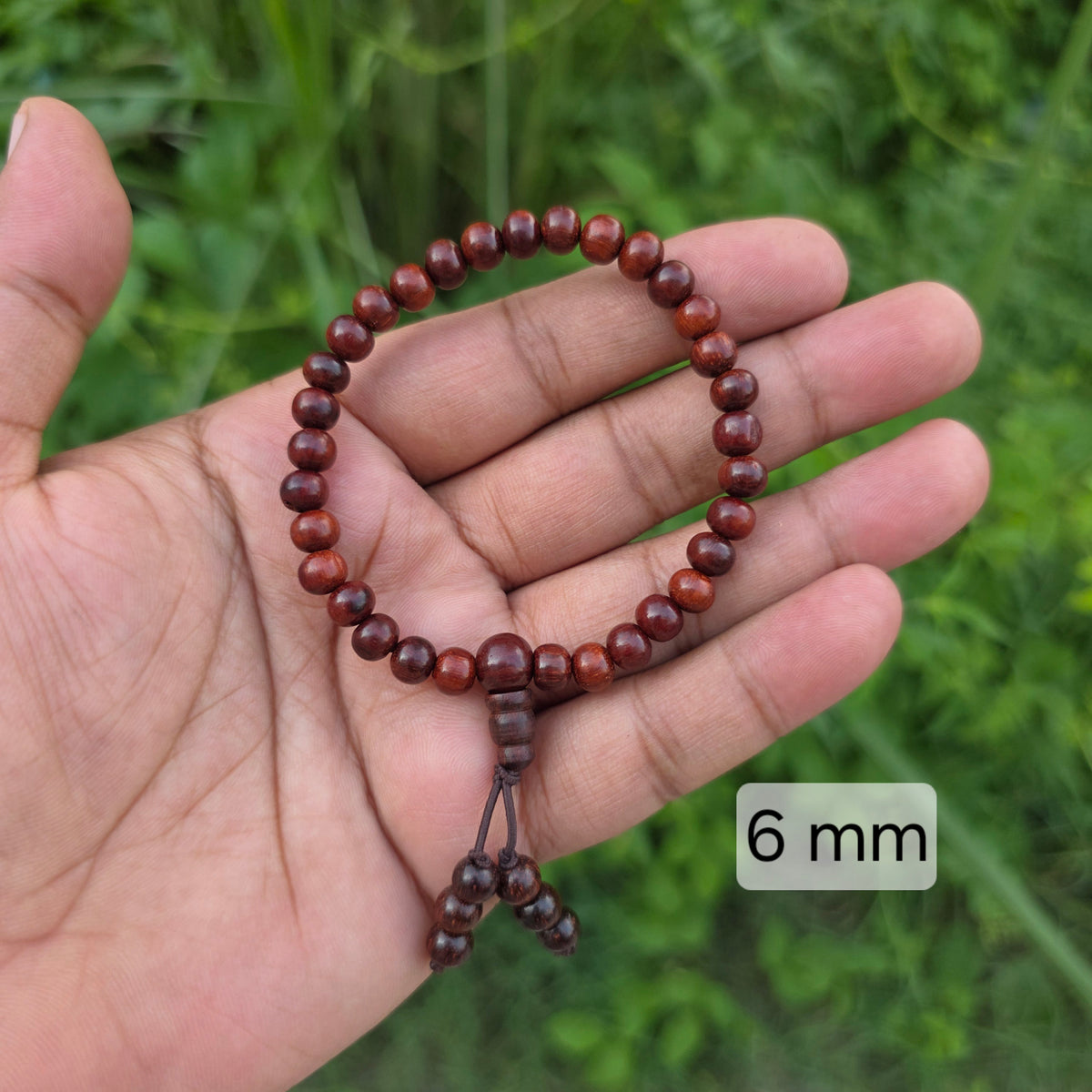 Natural Laal Chandan round beads bracelet