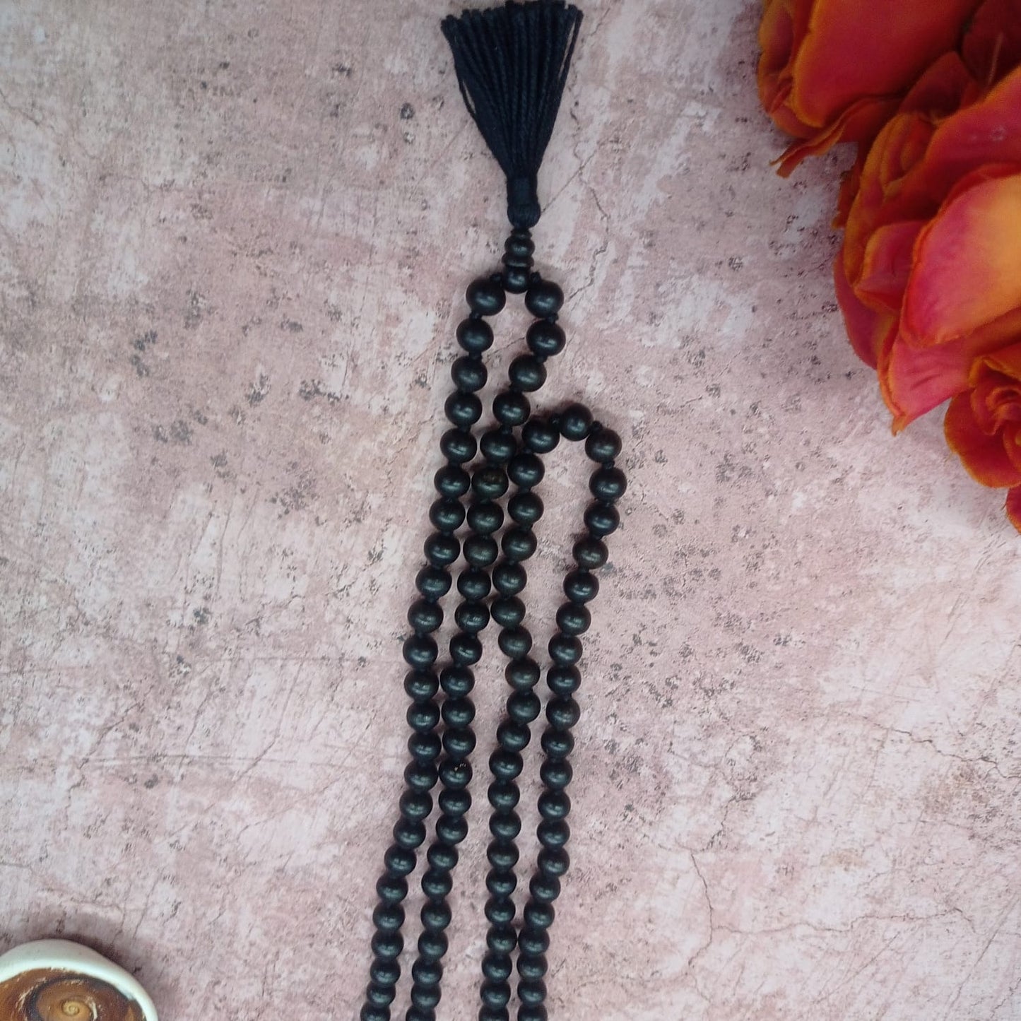 Ebony mala / Karungali Mala 108+1 Beads With Lab Certified 8 mm