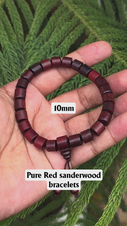 Natural Laal Chandan cylindrical Beads Bracelet | 8-20 mm | Red Sandalwood Bracelet