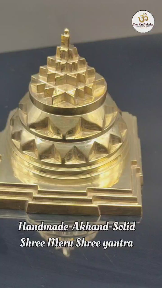 Handcrafted Akand Solid Shree Meru Shree Yantra - 3.5*3.5 Inch | Sacred Geometric Spiritual Tool for Wealth and Prosperity