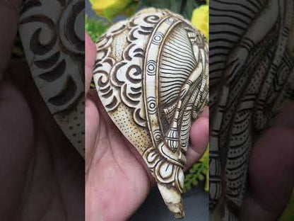 Vamavrati / Blowing Shankh With Beautiful Crafted Vishnu Ji  8 Inch