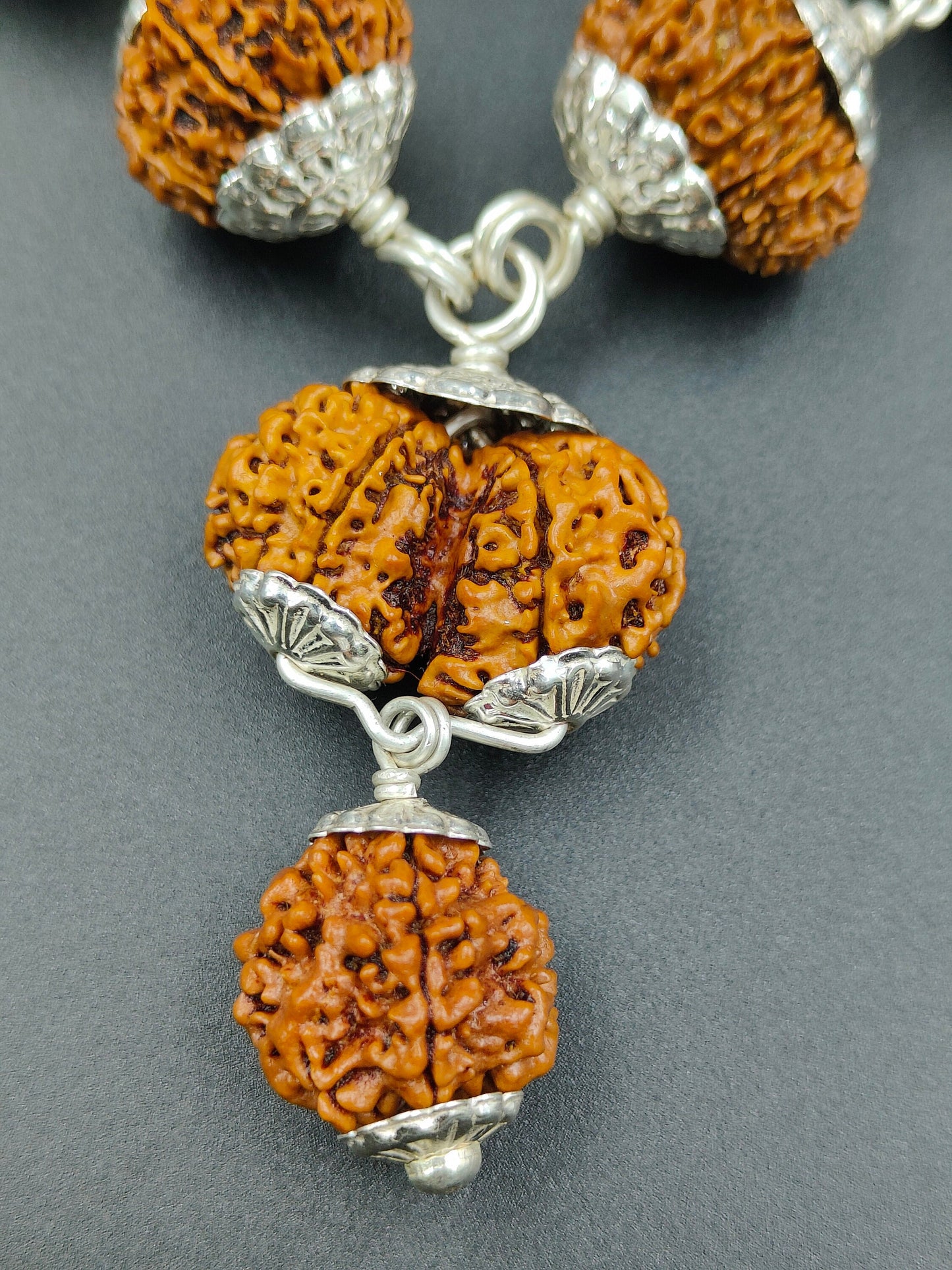 1-14 Mukhi, Ganesh, Gauri Shankh Rudraksha Siddha Mala From Nepal Most Powerful With Pure Silver 22-26mmmm